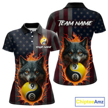 Load image into Gallery viewer, Custom US Wolf 8 9 Ball Yin Yang Billiard Shirts for Women Billiard Team Shirts Billiard League Polo &amp; 1/4 Zip NNT92