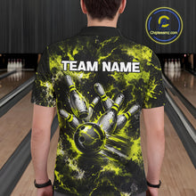 Load image into Gallery viewer, Neon Yellow Men’s Bowling Shirt Custom Bowling Team Jersey Polo &amp; Quarter Zip TTN130