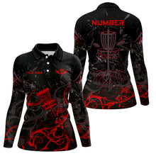 Load image into Gallery viewer, Colors Camo Black Womens Disc Golf Polo Shirt Custom Disc Golf Basket Tree Personalized Golf Gift TY2