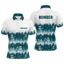 Load image into Gallery viewer, Disc Golf Forest Pattern Mens Disc Golf Polo Shirt Custom Name And Number Disc Golf Gifts For Men YYD0016