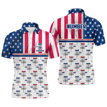 Load image into Gallery viewer, Disc Golf American Flag Mens Disc Golf Polo Shirt Custom Name And Number Disc Golf Gifts For Woman YYD0023