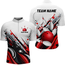 Load image into Gallery viewer, Bowling Quarter Zip Shirts For Men Custom Name Bowling Ball Energy Art Team Jersey Shirt YYD0066