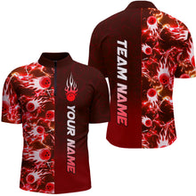 Load image into Gallery viewer, Bowling Quarter Zip Shirts For Men Custom Name Bowling Flame Lightning Team Jersey Shirt YYD0030