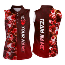 Load image into Gallery viewer, Bowling Sleeveless Shirt for Womens Custom Name Bowling Flame Lightning Team Jersey Shirt YYD0030