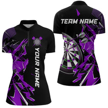 Load image into Gallery viewer, Black White Quarter-Zip Shirt Custom Name Patriotic Womens Darts Shirt Dart Jerseys | Blue - Purple - Red  YYD0067