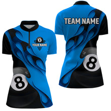 Load image into Gallery viewer, Flame Ball 8 Billiard Women Quarter-Zip Shirts Custom Name, Billiard Shirt Design YYD0075