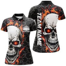 Load image into Gallery viewer, Personalized Skull Bowling Shirt For Women Custom Team'S Name Flame Bowler Jerseys |  Red IPHW5010