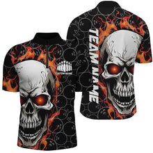 Load image into Gallery viewer, Custom Skull Bowling Quarter-Zip Shirt For Men,Flame Bowler Jerseys  5008IPHW