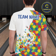 Load image into Gallery viewer, Custom Colorful Autism Awareness Bowling Team Men Polo Shirt, Puzzles Bowling Shirt IPHW11197