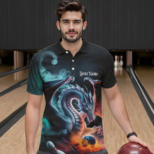 Load image into Gallery viewer, Blue Smoke Custom Dragon Bowling Team Polo Shirts For Men, Dragon Bowling Tournament Shirt IPHW8322