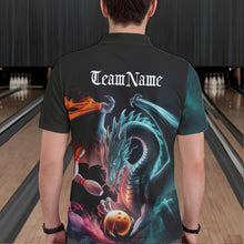 Load image into Gallery viewer, Blue Smoke Custom Dragon Bowling Team Polo Shirts For Men, Dragon Bowling Tournament Shirt IPHW8322