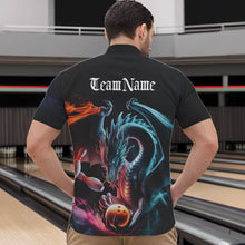 Load image into Gallery viewer, Blue Smoke Custom Dragon Bowling Team Quarter-Zip Shirts For Men, Dragon Bowling Tournament Shirt IPHW8323