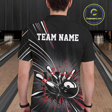 Load image into Gallery viewer, Custom Black And Red Grunge Bowling Team Jerseys, Men Bowling Polo Shirts IPHW9620