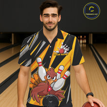 Load image into Gallery viewer, Custom Funny Turkey Men And Women Team Bowling Shirts, Yellow Thanksgiving Bowling Fall Outfits IPHW7661