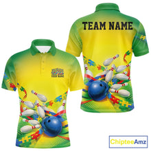 Load image into Gallery viewer, Custom Autism Awareness Bowling Men Polo Shirt, Puzzles Ribbon Bowler Outfits IPHW11211