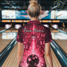 Load image into Gallery viewer, Custom Red Galaxy Bowling Lane Butterfly Bowling Team Women Quarter-Zip Shirt IPHW10916
