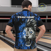 Load image into Gallery viewer, Custom Blue Flame Lion Bowling Quarter-Zip Team Shirts For Men, Lion Bowling League Shirt IPHW9327