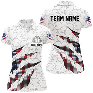 Custom Patriotic Bowling Shirts For Women, US Bowling Team Shirts American Flag Bowling IPHW7380