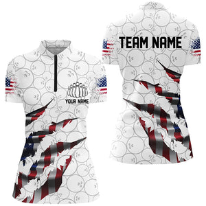 Custom Patriotic Bowling Shirts For Women, US Bowling Team Shirts American Flag Bowling IPHW7380