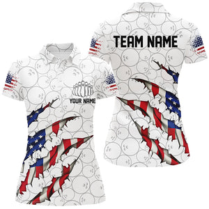 Custom Patriotic Bowling Shirts For Women, US Bowling Team Shirts American Flag Bowling IPHW7381