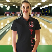 Load image into Gallery viewer, Custom Red Butterfly Bowling Women Polo Shirts With Team Name, Bowling Uniform IPHW10946