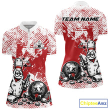 Load image into Gallery viewer, Red Custom Funny Drunk Bowling Ball And Pin Bowling Beer Women Quarter-Zip Shirt IPHW11237