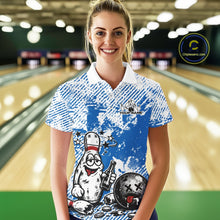 Load image into Gallery viewer, Blue Custom Funny Drunk Bowling Ball And Pin Bowling Beer Women Polo Shirt, Bowler Jersey IPHW11238