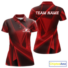 Load image into Gallery viewer, Red and black polo shirt with 'Team Name' and 'Your Name' text on a white background