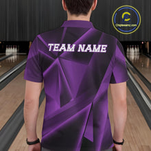 Load image into Gallery viewer, Person wearing a purple bowling shirt with 'TEAM NAME' on the back in a bowling alley.