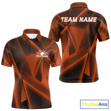 Load image into Gallery viewer, Orange and black polo shirt with 'Team Name' and 'Your Name' text on a white background