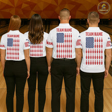 Load image into Gallery viewer, Polo shirt Custom Mens Bowling Shirts, Customizable American Flag Bowling Pin Polo Shirt For Team IPHW3809