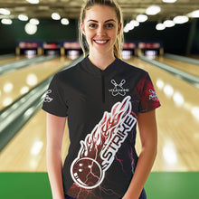 Load image into Gallery viewer, Custom Black And Red Thunder Lightning Strike Bowling Womens Quarter-Zip Shirts Team Shirt IPHW8533