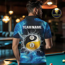 Load image into Gallery viewer, Personalized Water Yin &amp; Yang Billiard Polo &amp; Quarter-Zip Shirt For Men 8 Ball Billiard Team Jersey NYN2833