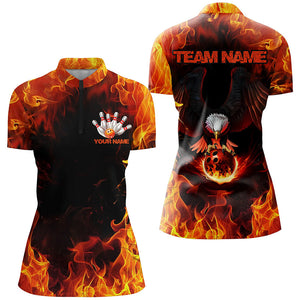 Flame Eagle Bowling Team Shirts For Women, Fire Custom Bowling Uniforms Outfit Bowling IPHW7116