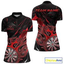 Load image into Gallery viewer, Custom Black And Red Flame Dartboard Dart Women Quarter-Zip Shirts, Dart Players Outfits IPHW9688
