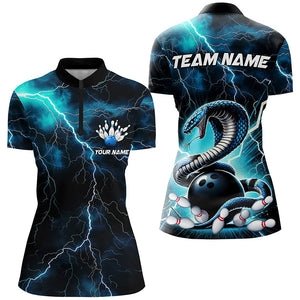 Blue Thunder Lightning Custom Cobra Snake Ladies Bowling Shirts, Bowling Team Shirt IPHW7423