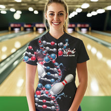 Load image into Gallery viewer, Bowling Is In My Dna Custom Bowling Team Quarter-Zip Shirts For Women, Bowling League Shirt IPHW8372