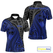 Load image into Gallery viewer, Custom Black And Blue Maori Style Koru Spiral Tribal Men Bowling Polo Team Shirt IPHW10952