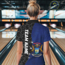 Load image into Gallery viewer, Michigan Flag Custom Bowling Team Shirts For Women, Patriotic Bowling League Shirt IPHW10717