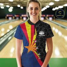 Load image into Gallery viewer, Arizona Flag Custom Bowling Team Shirts For Women, Patriotic Bowling League Shirt IPHW10718