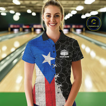 Load image into Gallery viewer, Puerto Rico Flag Custom Bowling Team Shirts For Women, Patriotic Bowling League Shirt IPHW10719