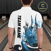 Load image into Gallery viewer, Custom Blue Flame Bowling Team Jerseys, Bowling League Polo Shirt For Men IPHW10725