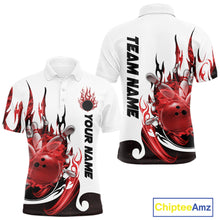 Load image into Gallery viewer, Custom Red Flame Bowling Team Jerseys, Bowling League Polo Shirt For Men IPHW10727
