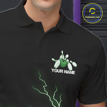 Load image into Gallery viewer, Custom Green Lightning Bowling Ball With Wings Bowling Men Team Shirt, Bowling Jerseys IPHW10730