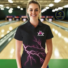 Load image into Gallery viewer, Custom Pink Lightning Bowling Ball With Wings Bowling Women Team Shirt, Bowling Jerseys IPHW10731