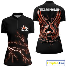 Load image into Gallery viewer, Custom Orange Lightning Bowling Ball With Wings Bowling Women Team Shirt, Bowling Jersey IPHW10733