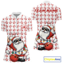 Load image into Gallery viewer, Custom Funny Santa Claus Christmas Bowling Women Quarter-Zip Shirts, Xmas Team Shirt IPHW10111