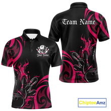 Load image into Gallery viewer, Custom Black And Pink Tribal Flame Bowling Men Shirts, Bowling League Shirt Team Jerseys IPHW10737