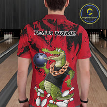 Load image into Gallery viewer, Red Custom Funny Alligator Bowling Men Polo Shirt, Bowling Team Jerseys Bowler Outfit IPHW10772
