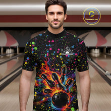 Load image into Gallery viewer, Custom Colorful Splatter Music Flame Bowling Men Quarter-Zip Shirt, Music Bowling Jerseys IPHW11002